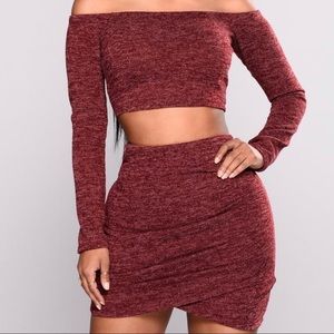 FASHION NOVA 2 PIECE BURGUNDY SET
